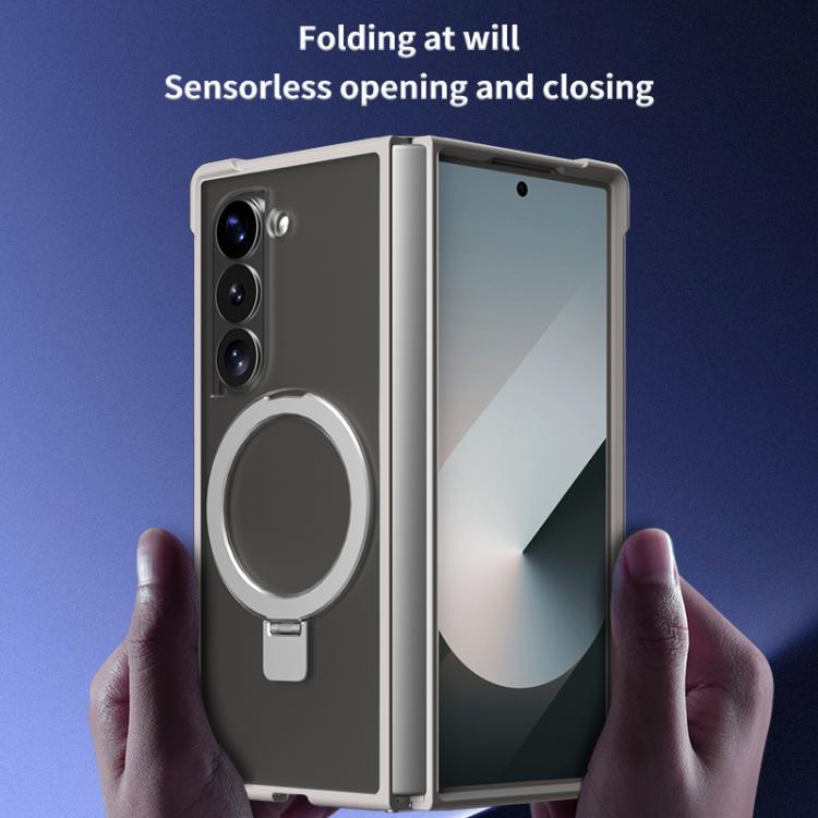 Funda para Samsung Galaxy Z Flip6/5 con soporte MagSafe de cuatro esquinas a prueba de golpes (morado)