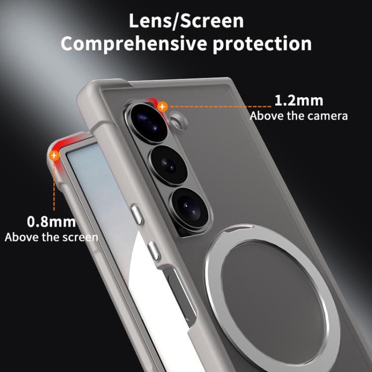 Funda para Samsung Galaxy Z Flip6/5 con soporte MagSafe de cuatro esquinas a prueba de golpes (morado)