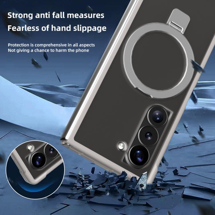 Funda para Samsung Galaxy Z Flip6/5 con soporte MagSafe de cuatro esquinas a prueba de golpes (morado)