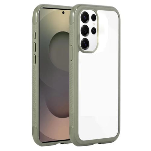Funda de acrílico TPU transparente con borde liso para Samsung Galaxy S25 Ultra/S24 Ultra 5G (verde militar)