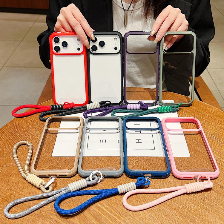 Funda de acrílico transparente de TPU con borde liso y correa para la muñeca para Samsung Galaxy S25 Edge 5G (marrón)