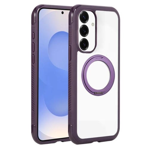 Funda MagSafe para Samsung Galaxy S25+ / S24+ 5G con borde transparente y rotación (morado oscuro)