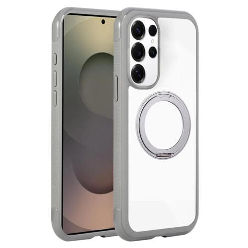 Funda MagSafe para Samsung Galaxy S25 Ultra / S24 Ultra 5G con borde transparente y rotación (gris)