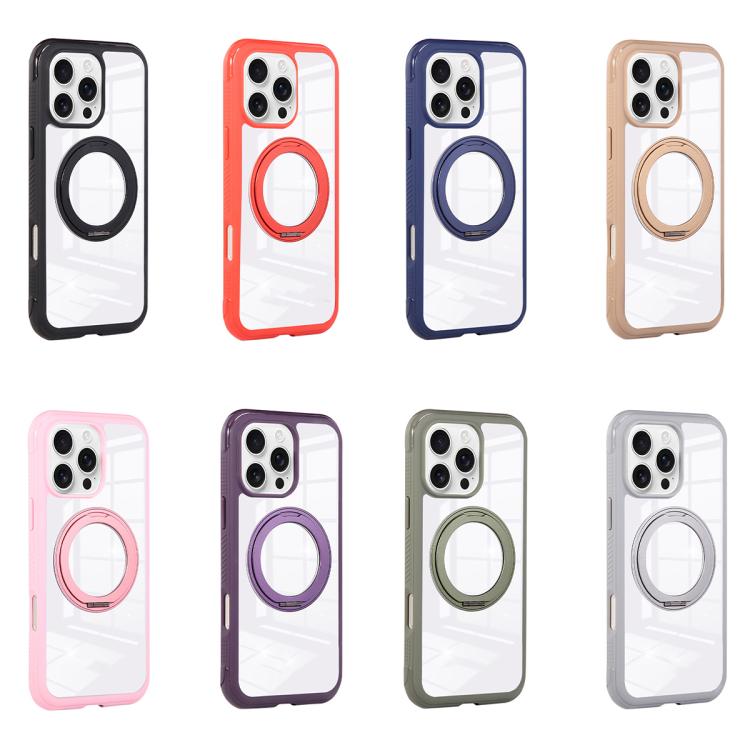 Funda MagSafe para Samsung Galaxy S25 Ultra / S24 Ultra 5G con borde transparente y rotación (rosa)