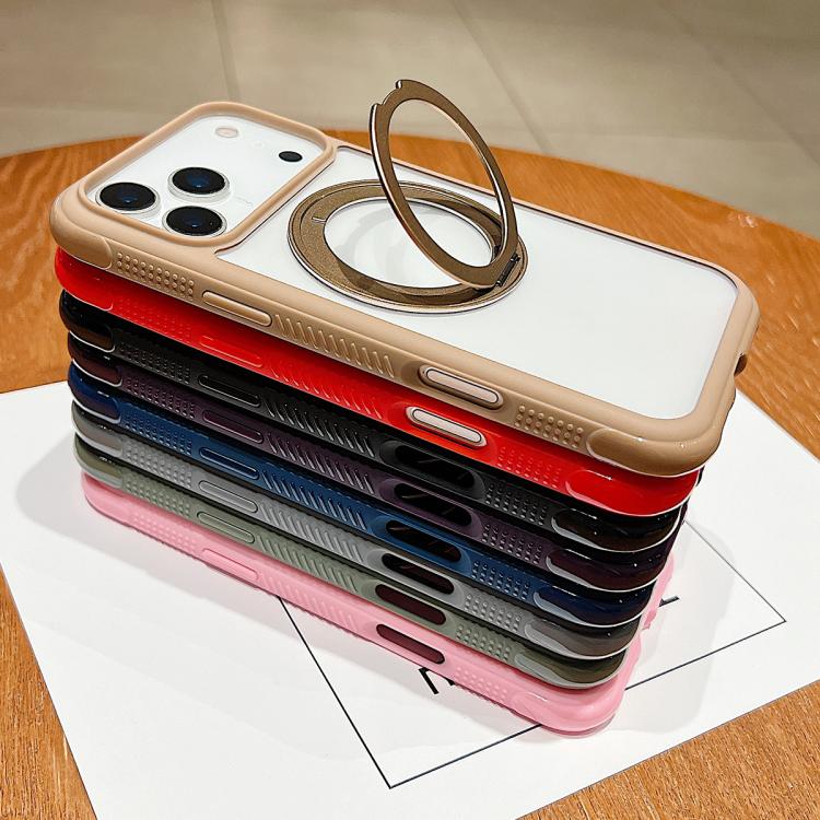 Funda para Samsung Galaxy S25 Edge 5G con borde transparente, rotación y soporte MagSafe (rojo)