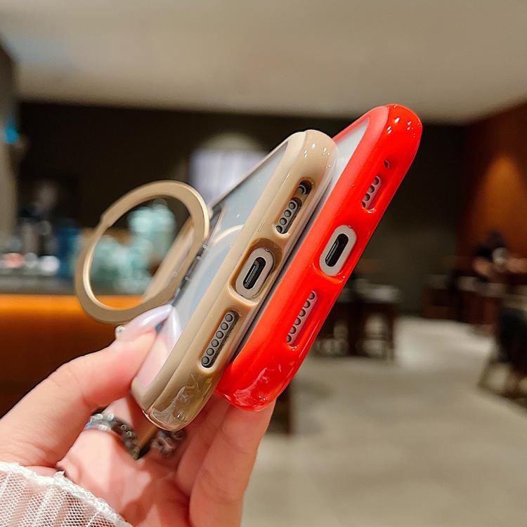 Funda MagSafe para Samsung Galaxy S25/S24 5G con borde transparente y rotación (marrón)