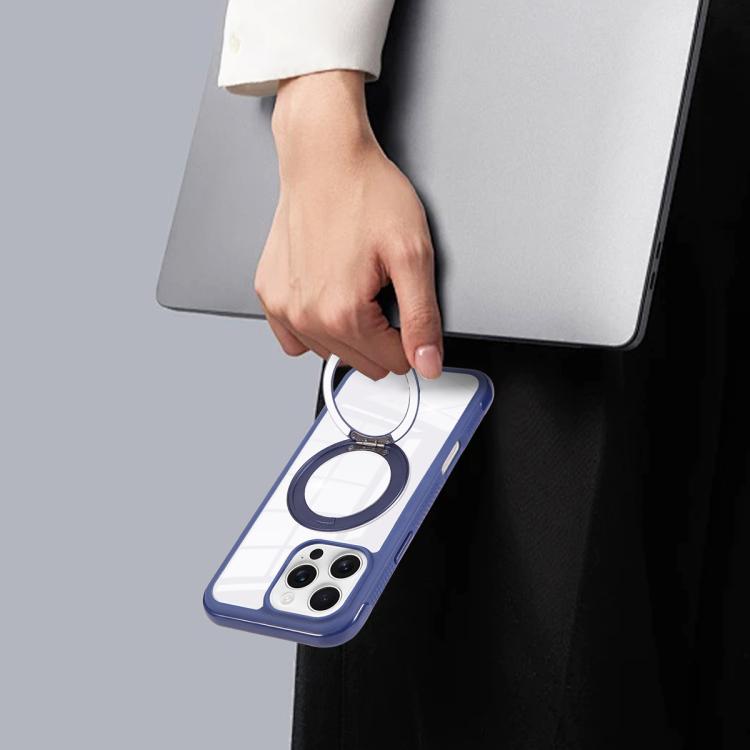 Funda MagSafe para Samsung Galaxy S25/S24 5G con borde transparente y rotación (gris)