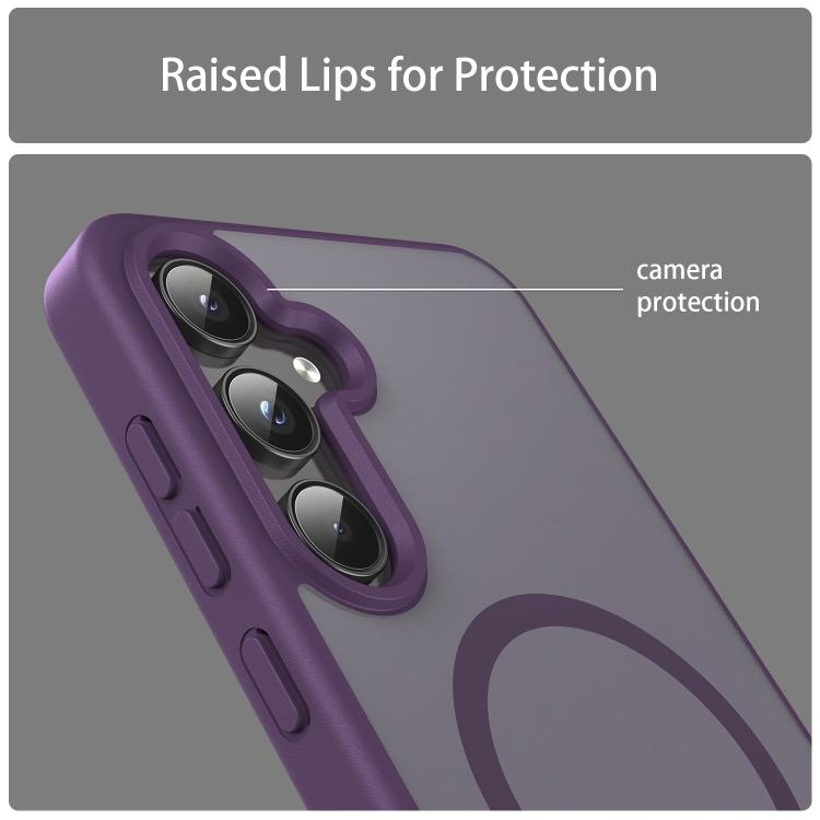 Funda híbrida de TPU translúcida con acabado mate MagSafe para Samsung Galaxy A55 5G (morado cristal)
