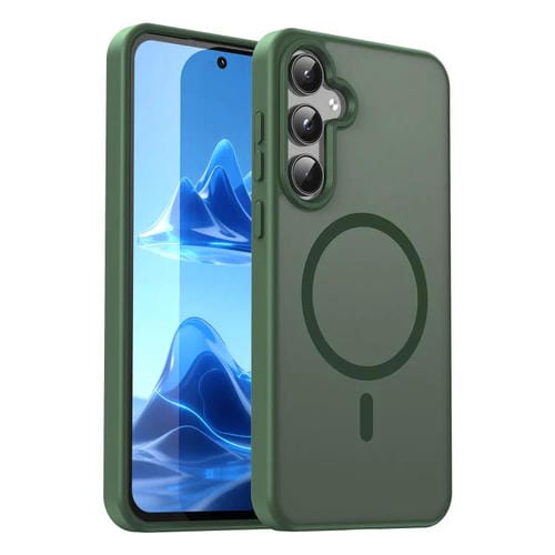 Funda híbrida de TPU translúcida con acabado mate MagSafe para Samsung Galaxy A55 5G (verde oliva)