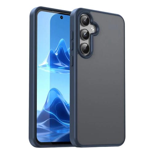 Funda híbrida de TPU translúcida y esmerilada para Samsung Galaxy A55 5G (azul cian)