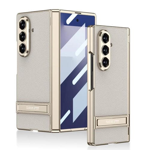 Funda de cuero magnética Triumph Phantom integrada GKK con soporte para Samsung Galaxy Z Fold7 5G (gris titanio)