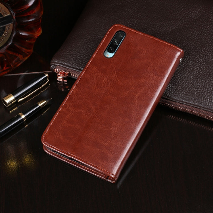 Para Huawei Honor 30i idewei Crazy Horse Texture Funda de cuero con tapa horizontal con soporte, ranuras para tarjetas y billetera (rosa roja)