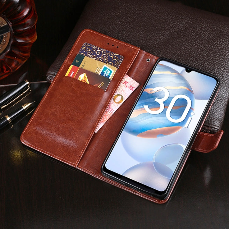 Para Huawei Honor 30i idewei Crazy Horse Texture Funda de cuero con tapa horizontal con soporte, ranuras para tarjetas y billetera (rosa roja)