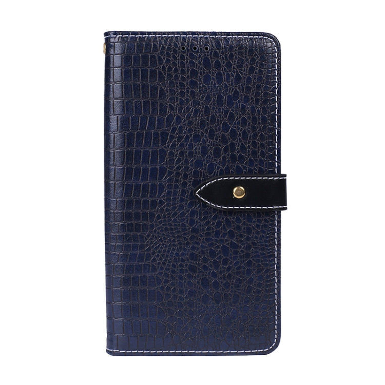 Funda de cuero con tapa horizontal con textura de cocodrilo idewei para Google Pixel 5 con soporte, ranuras para tarjetas y billetera (azul oscuro)