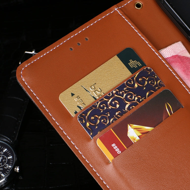 Para Motorola Moto G9 Plus idewei Funda de cuero con tapa horizontal con textura de cocodrilo con soporte, ranuras para tarjetas y billetera (azul oscuro)