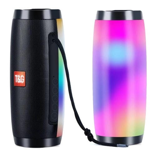 Mini Altavoz Bluetooth T & G Tg157 Bluetooth 4.2 Inalámbrico Portátil con Melody Colorful Lights (Negro)