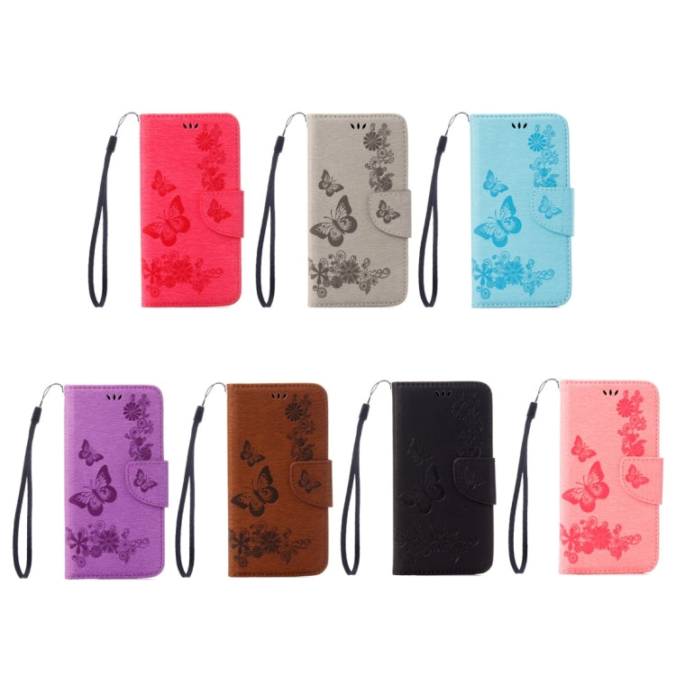 Funda de Cuero para iPhone 8 y 7 con Tapa Horizontal, Diseño Mariposa y Flores, Soporte, Ranuras para Tarjetas y Billetera (Rosa)