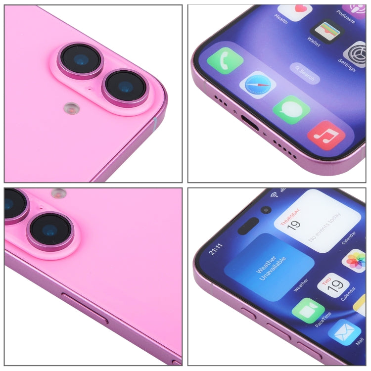 Modelo de Pantalla Falsa para iPhone 16 (Rosa) sin Función
