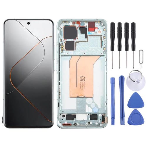 Schermo Completo AMOLED Originale per Xiaomi 14 Pro con Cornice (Verde)