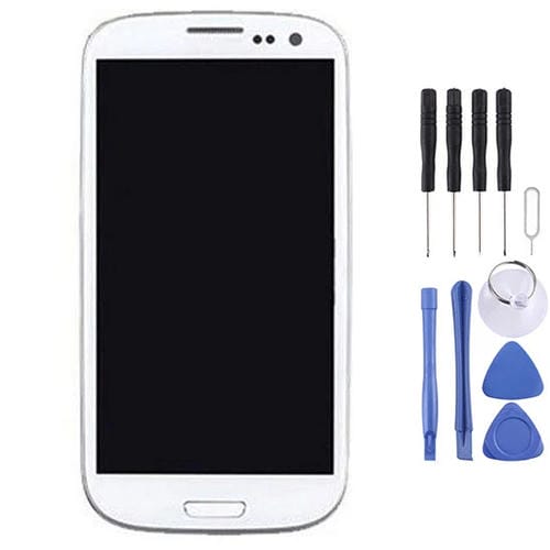 Schermo LCD Super AMOLED Samsung Galaxy S3 i9300 con Cornice (Bianco)