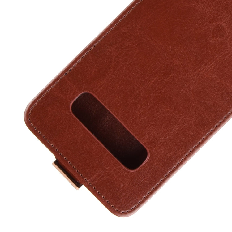 Estuche de cuero de TPU con tapa vertical estilo empresarial para Galaxy S10 +, con ranura para tarjeta (marrón)