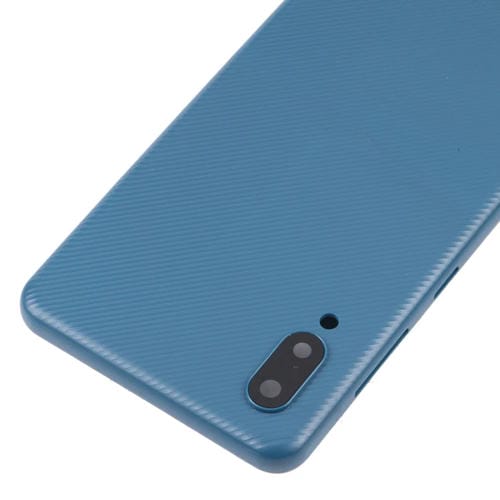 Coperchio posteriore della batteria Samsung Galaxy A02 con obiettivo della fotocamera (blu)