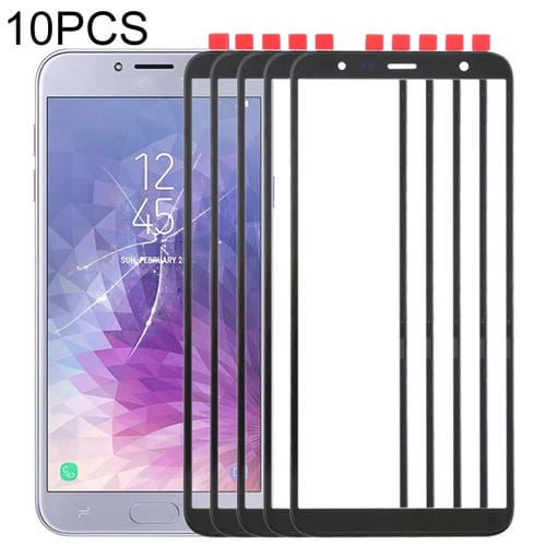 Äußere Glaslinse des Displays Samsung Galaxy J4+/J6+/J610 (10 Stück) (Schwarz)