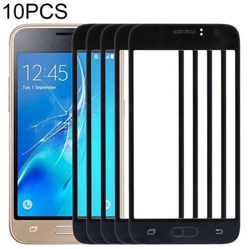 Verre Lentille Extérieure Samsung Galaxy J1 J120 Écran Avant (10 Pièces) (Noir)