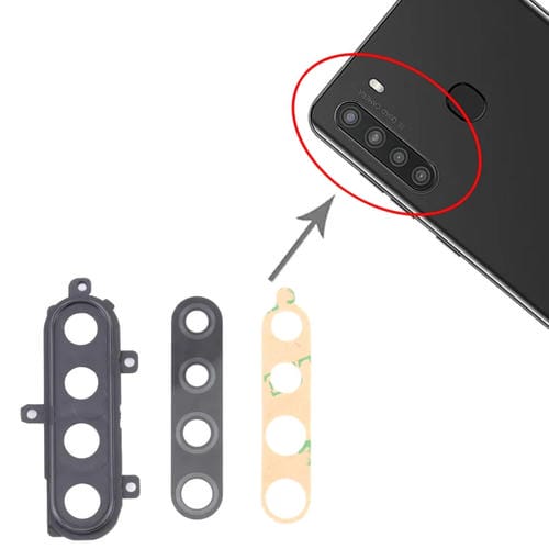 Cubierta de Lente de Cámara Compatible con Samsung Galaxy A21 SM-A215 (10 Piezas), Negro)