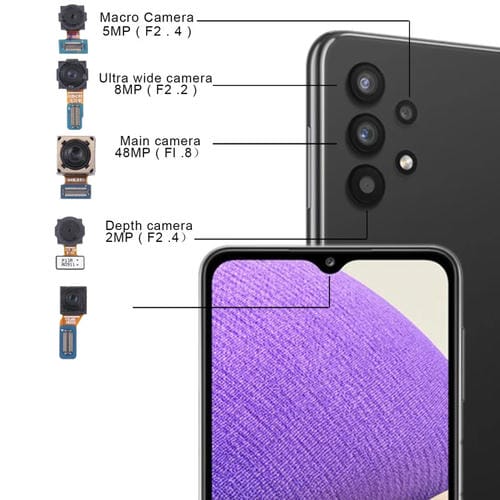 Conjunto de Cámara Samsung Galaxy A32 5G SM-A326B (Profundidad + Macro + Ancho + Principal + Frontal)