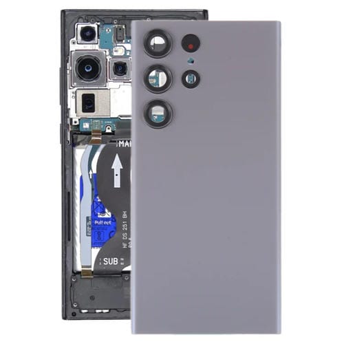 Tapa Trasera de Batería de Vidrio Samsung Galaxy S23 Ultra SM-S918 con Tapa de Lente (Gris)