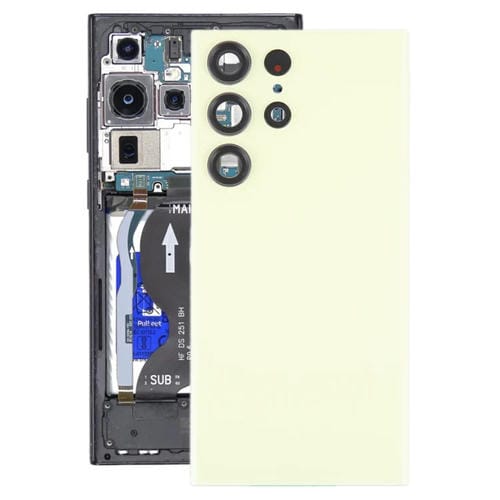 Tapa Trasera de Batería de Vidrio Samsung Galaxy S23 Ultra SM-S918 con Lente de Cámara (Amarillo)