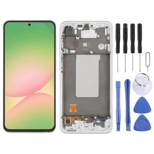 LCD-Bildschirm Samsung Galaxy A56 SM-A566B Komplett und Rahmen (Silber)