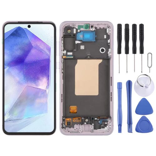 LCD-Bildschirm Samsung Galaxy A55 SM-A556B und Rahmen (Rosa)