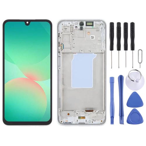 Écran LCD OLED 6,66 pouces et cadre Samsung Galaxy A26 SM-A266B (Blanc)