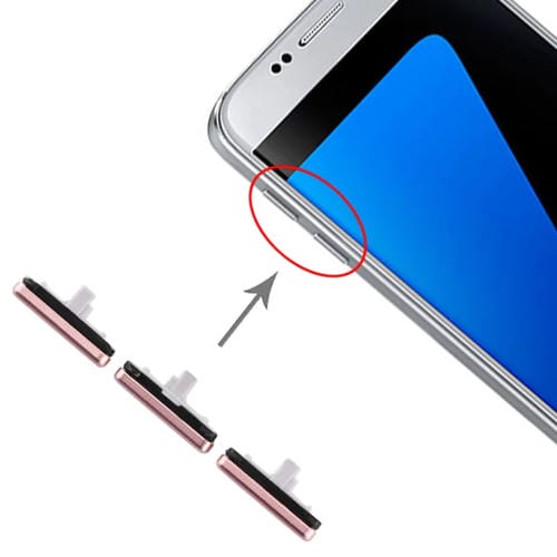 Jeu de touches latérales Samsung Galaxy S7 Boutons d'alimentation et de volume (rose)