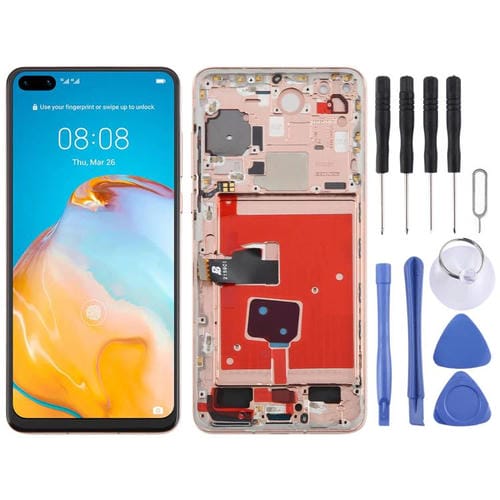 Vollbild-TFT-Display Huawei P40 und Rahmen ohne Fingerabdruckerkennung (Rosa)