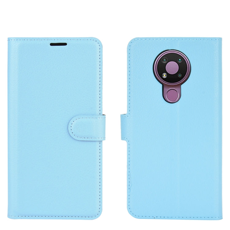 Para Nokia 3.4 Litchi Texture Funda protectora con tapa horizontal con soporte, ranuras para tarjetas y billetera (azul)