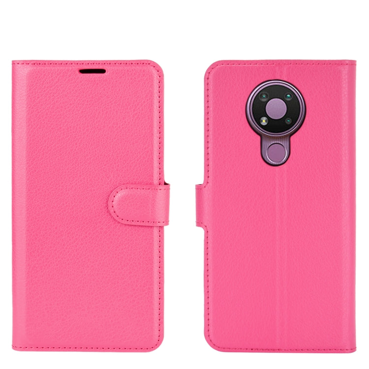 Para Nokia 3.4 Litchi Texture Funda protectora con tapa horizontal con soporte, ranuras para tarjetas y billetera (rosa roja)