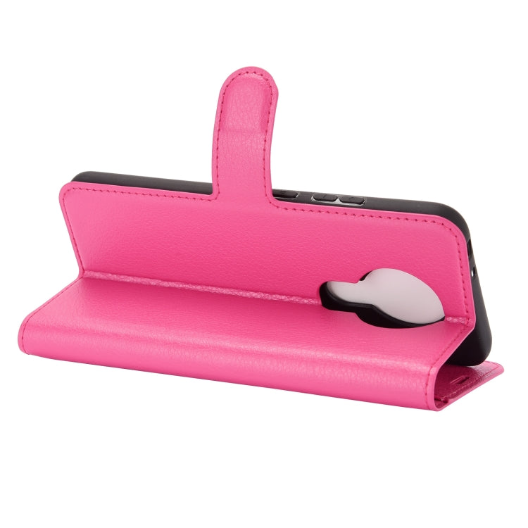Para Nokia 3.4 Litchi Texture Funda protectora con tapa horizontal con soporte, ranuras para tarjetas y billetera (rosa roja)