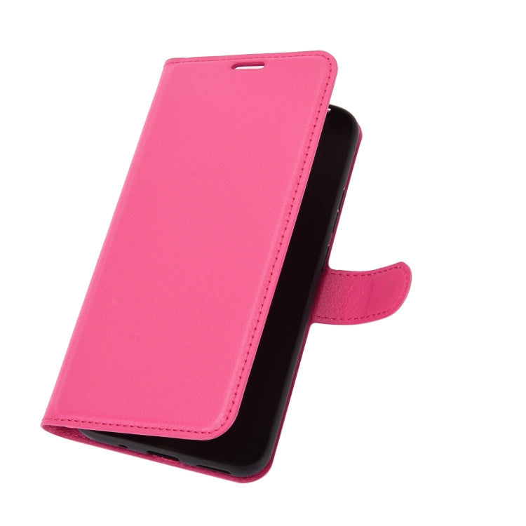 Para Nokia 3.4 Litchi Texture Funda protectora con tapa horizontal con soporte, ranuras para tarjetas y billetera (rosa roja)