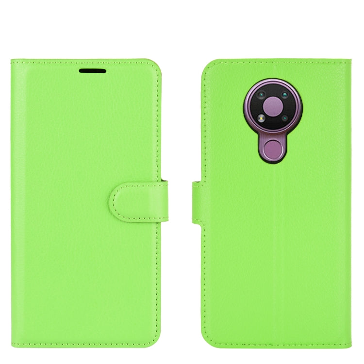 Para Nokia 3.4 Funda protectora con tapa horizontal con textura Litchi con soporte, ranuras para tarjetas y billetera (verde)