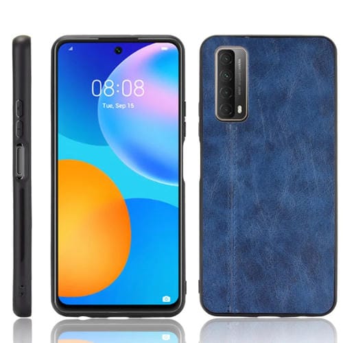 Para Huawei Y7A / P Smart 2021 A prueba de golpes Patrón de vaca de costura PC para PC + PU + TPU Case (Azul)