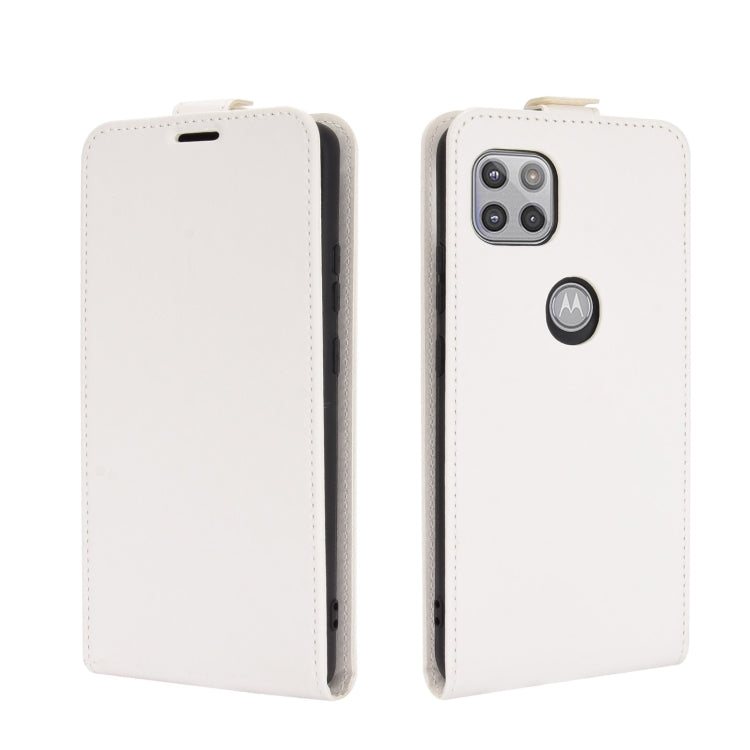 Para Motorola Moto G 5G R64 Textura Funda protectora de cuero con tapa vertical única con ranuras para tarjetas y marco de fotos (blanco)
