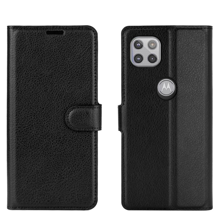 Para Motorola Moto G 5G Litchi Texture Funda protectora con tapa horizontal con soporte, ranuras para tarjetas y billetera (negro)