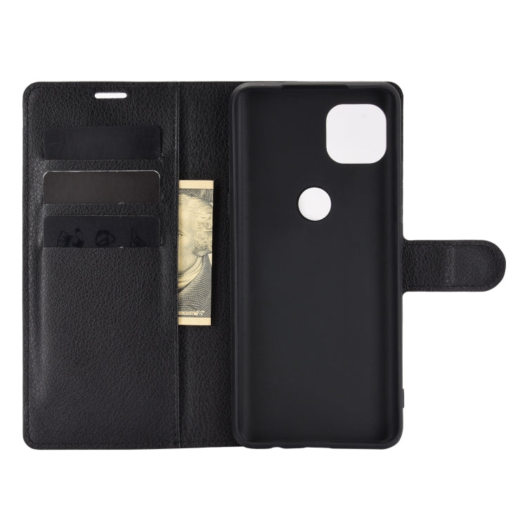 Para Motorola Moto G 5G Litchi Texture Funda protectora con tapa horizontal con soporte, ranuras para tarjetas y billetera (negro)