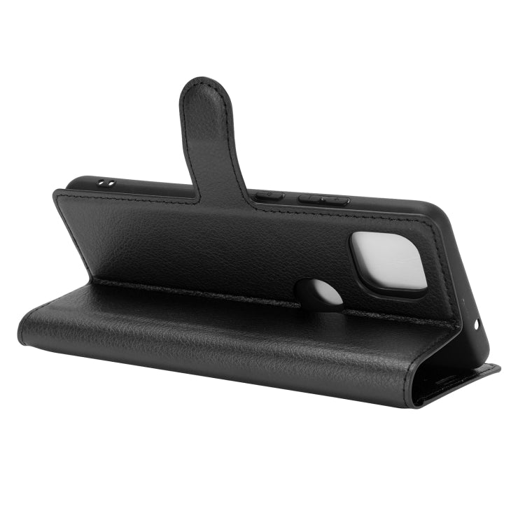 Para Motorola Moto G 5G Litchi Texture Funda protectora con tapa horizontal con soporte, ranuras para tarjetas y billetera (negro)