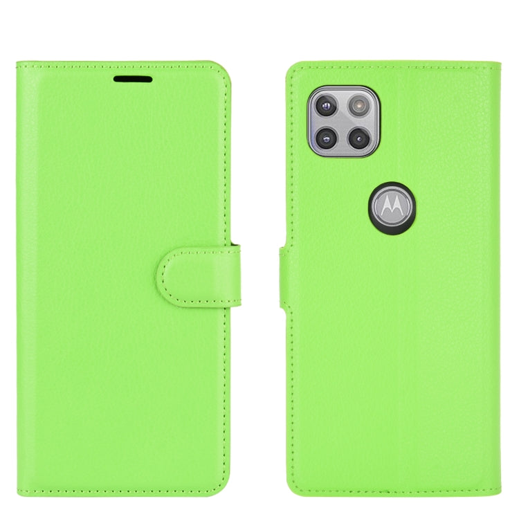 Para Motorola Moto G 5G Litchi Texture Funda protectora con tapa horizontal con soporte, ranuras para tarjetas y billetera (verde)