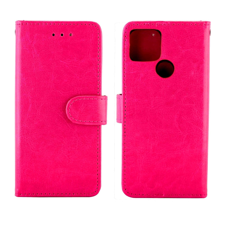 Para Google Pixel 4a 5G Crazy Horse Texture Funda protectora con tapa horizontal de cuero con soporte, ranuras para tarjetas, billetera y marco de fotos (rosa roja)