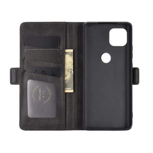 Para Motorola Moto G 5G Estuche de cuero abatible horizontal con hebilla magnética de doble cara con soporte, ranuras para tarjetas y billetera (negro)